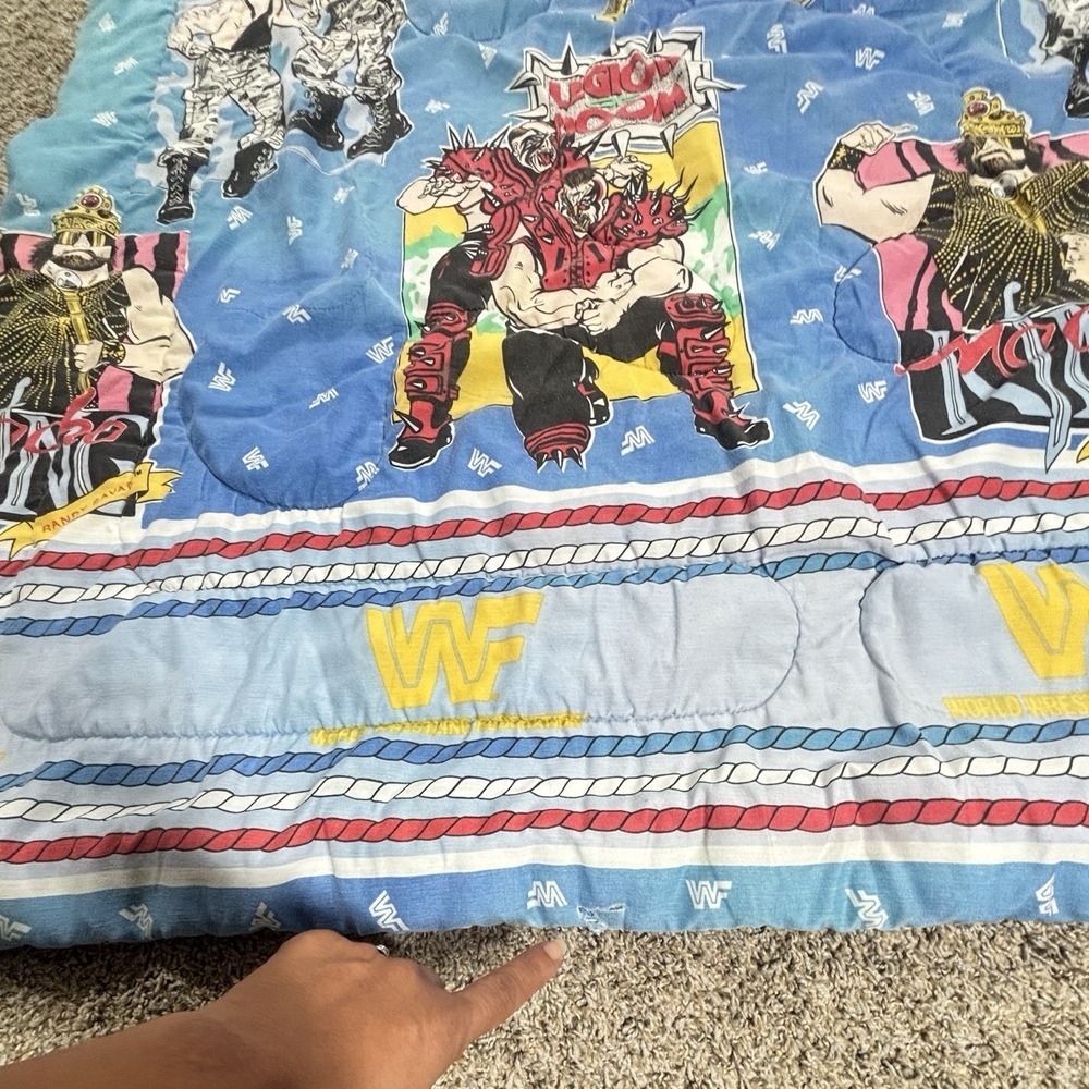 Vtg 1991 WWF Wrestling Legends Duvet Cover Hulk Hogan Jake‎ The Snake Macho King - Picture 12 of 13